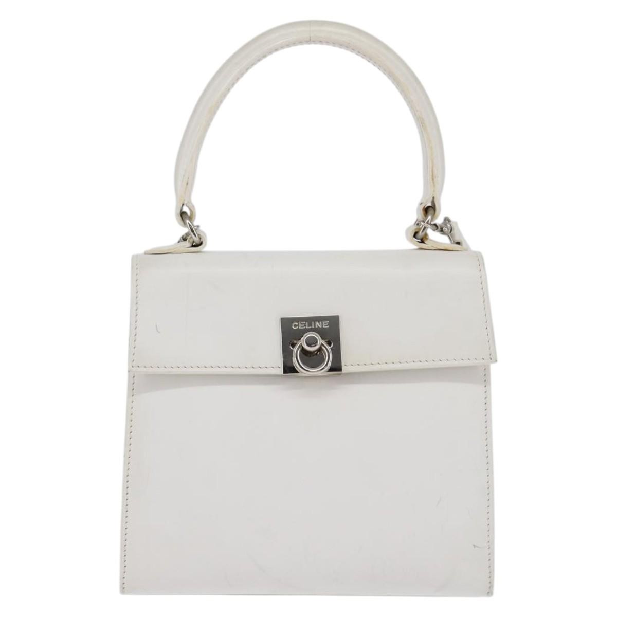 Celine Gancini Handbag Leather, WHITE, LEATHER, Handbag