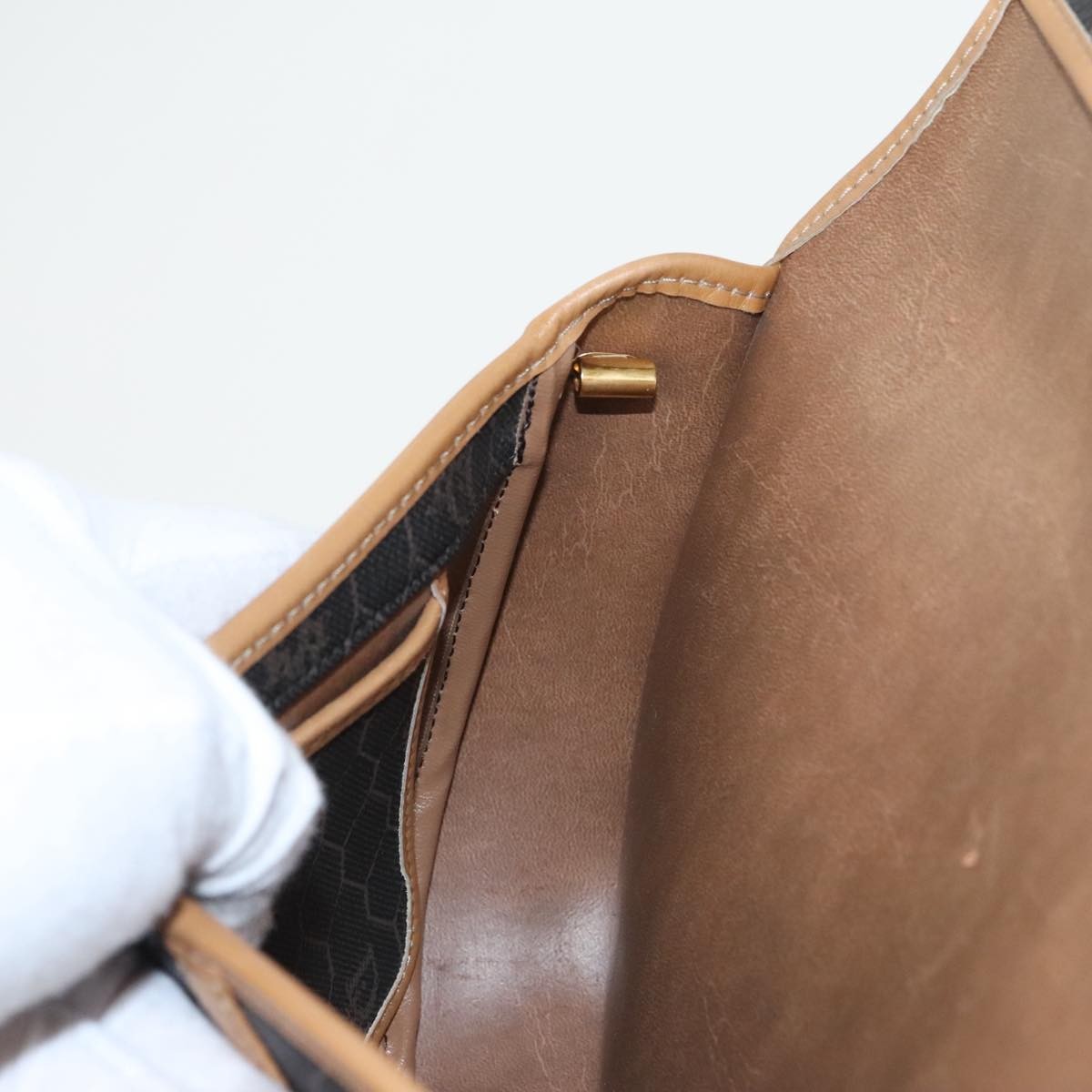 Christian Dior Vintage Honeycomb Flap Crossbody Bag Coated Canvas, BLACK, CANVAS, Crossbody bag