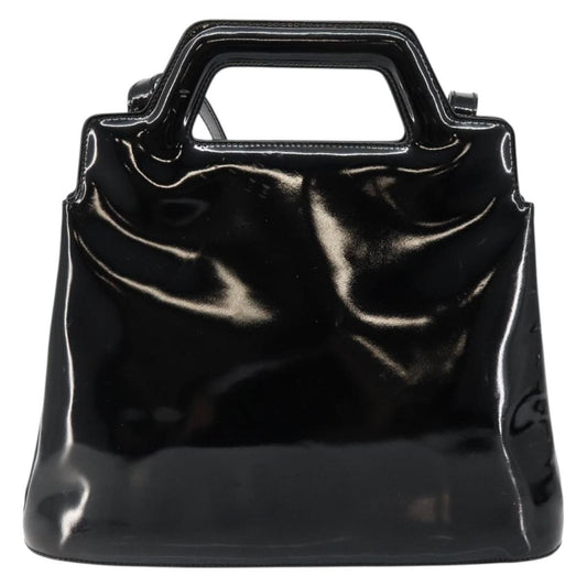 Salvatore Ferragamo Wanda Handbag Patent Leather, BLACK, PATENT_LEATHER, Handbag