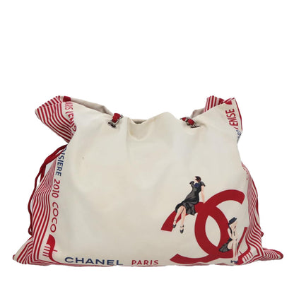 Chanel Paris-Venice Bon Bon Tote Printed Canvas, WHITE, NYLON, Tote bag