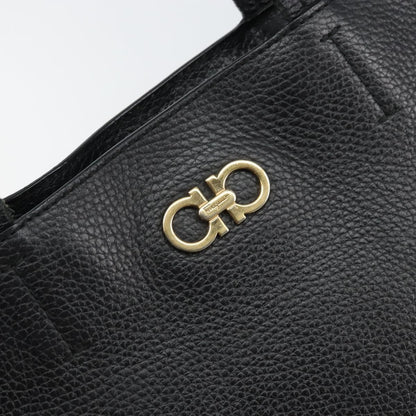 Salvatore Ferragamo Gancini Tote Leather, BLACK, LEATHER, Tote bag