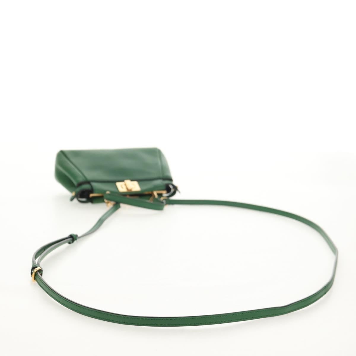 Fendi Peekaboo Bag Leather, GREEN, LEATHER, Handbag