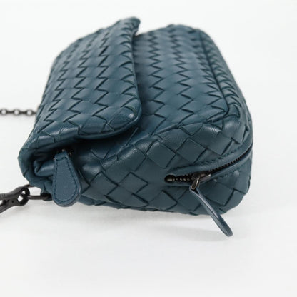 Bottega Veneta Expandable Chain Crossbody Bag Intrecciato Nappa, BLUE, LEATHER, Crossbody bag