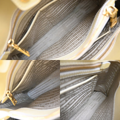 Prada Open Promenade Bag Saffiano Leather, Yellow, Leather, Handbag