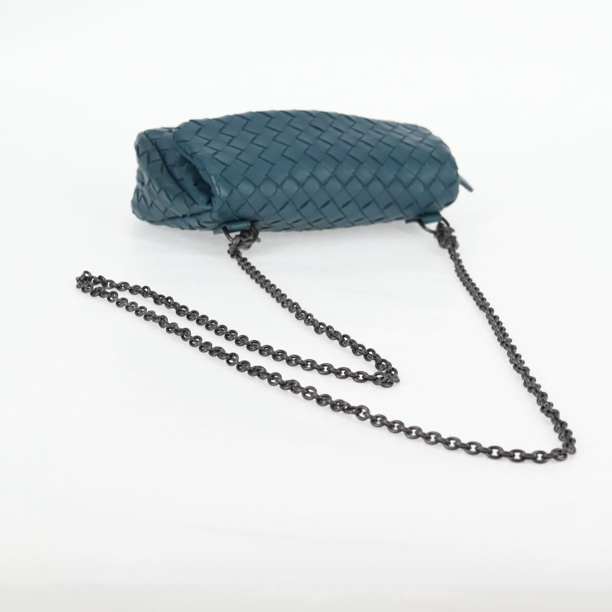 Bottega Veneta Expandable Chain Crossbody Bag Intrecciato Nappa, BLUE, LEATHER, Crossbody bag