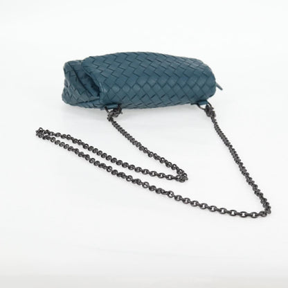 Bottega Veneta Expandable Chain Crossbody Bag Intrecciato Nappa, BLUE, LEATHER, Crossbody bag