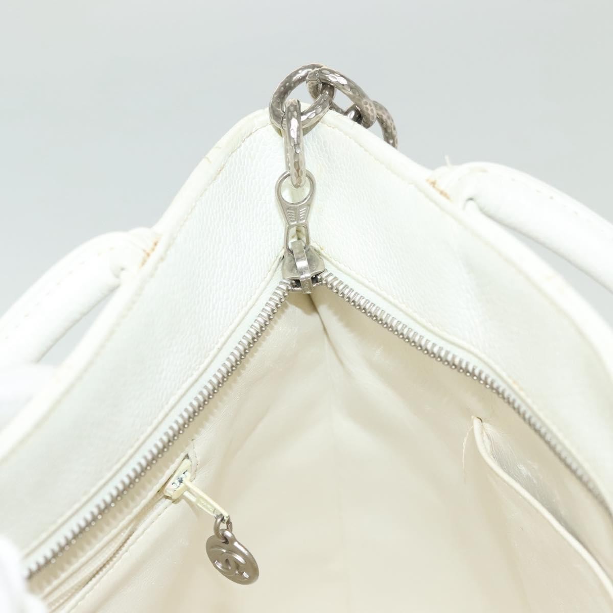 Chanel Medallion Tote Quilted Caviar, WHITE, LEATHER, Tote bag