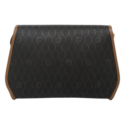 Christian Dior Vintage Honeycomb Flap Crossbody Bag Canvas and Leather, BLACK, CANVAS, Crossbody bag