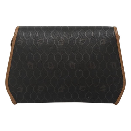 Christian Dior Vintage Honeycomb Flap Crossbody Bag Canvas and Leather, BLACK, CANVAS, Crossbody bag