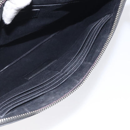 Saint Laurent Zip Pouch Crocodile Embossed Leather, BLACK, LEATHER, Clutche & pouche