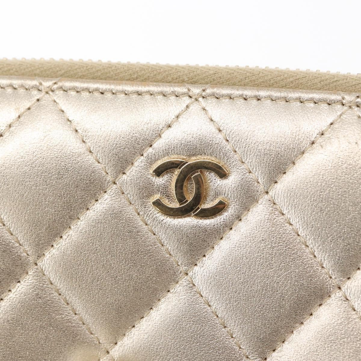 Chanel Zip Around Organizer Wallet Quilted Lambskin, GOLD, LEATHER, Wallets