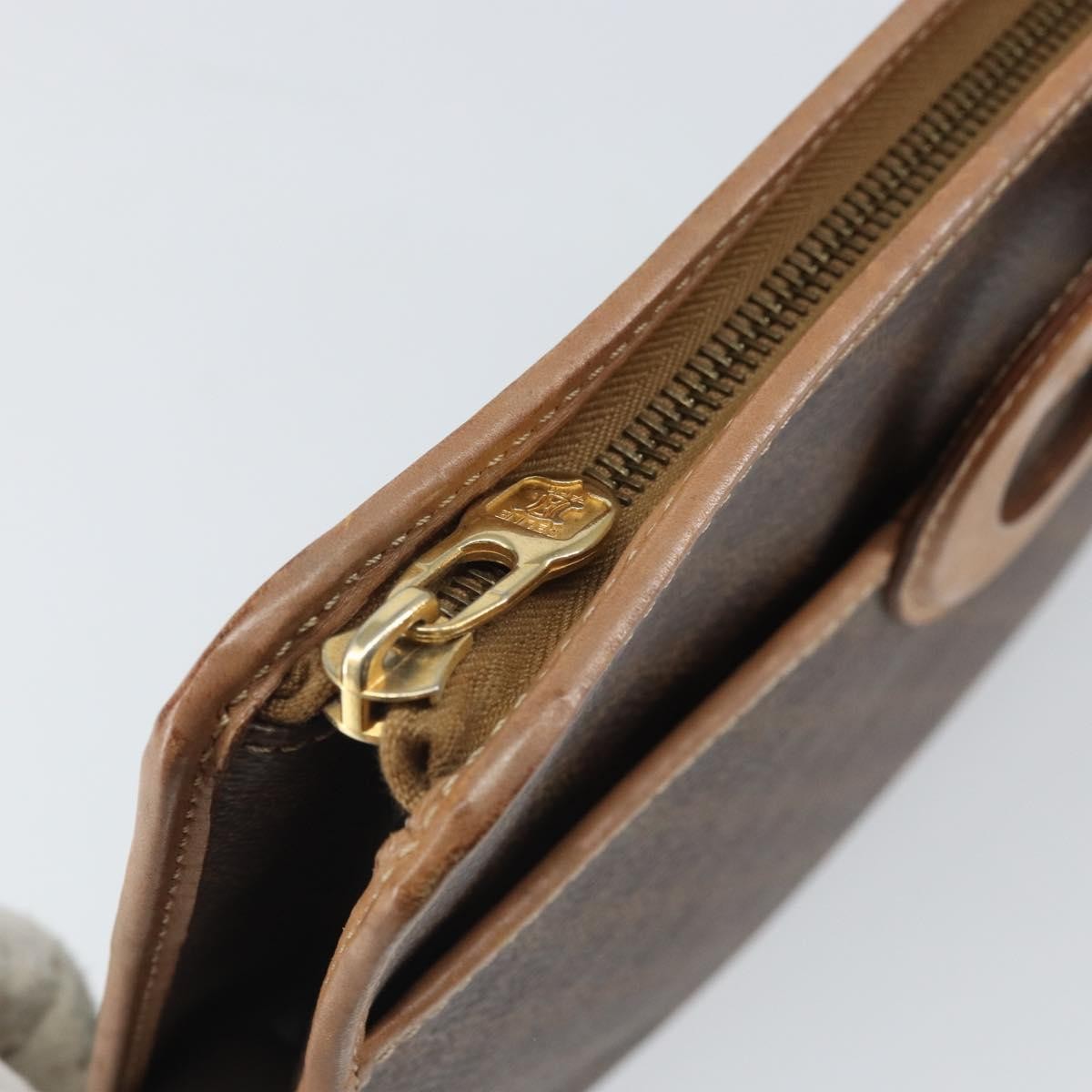 Celine Macadam Pochette Canvas and Leather, BROWN, CANVAS, Clutche & pouche