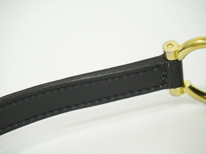 Celine Gancini Handbag Leather, BLACK, LEATHER, Handbag