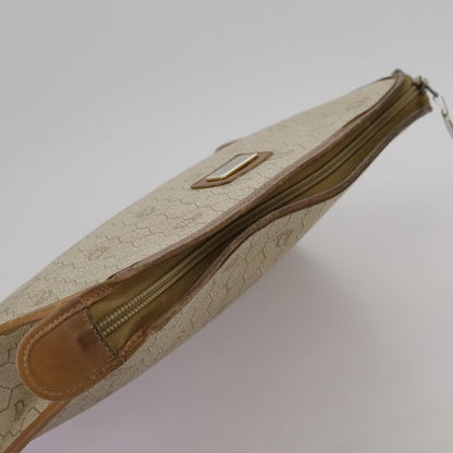 Christian Dior Vintage Honeycomb Zip Pouch Canvas and Leather, BEIGE, CANVAS, Clutche & pouche