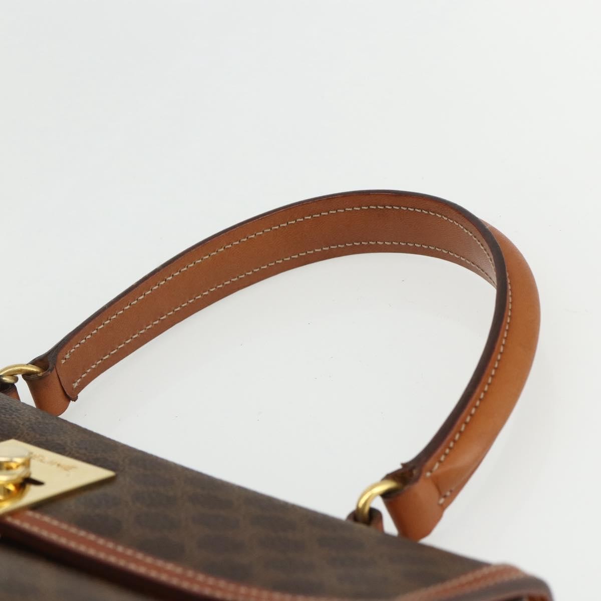 Celine Vintage Macadam Handbag Canvas and Leather, BROWN, CANVAS, Handbag