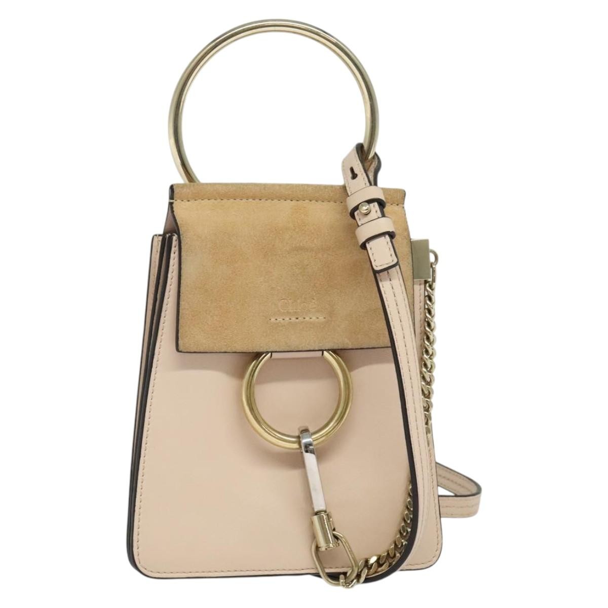 Chloe Faye Crossbody Leather and Suede, BEIGE, LEATHER, Shoulder bag