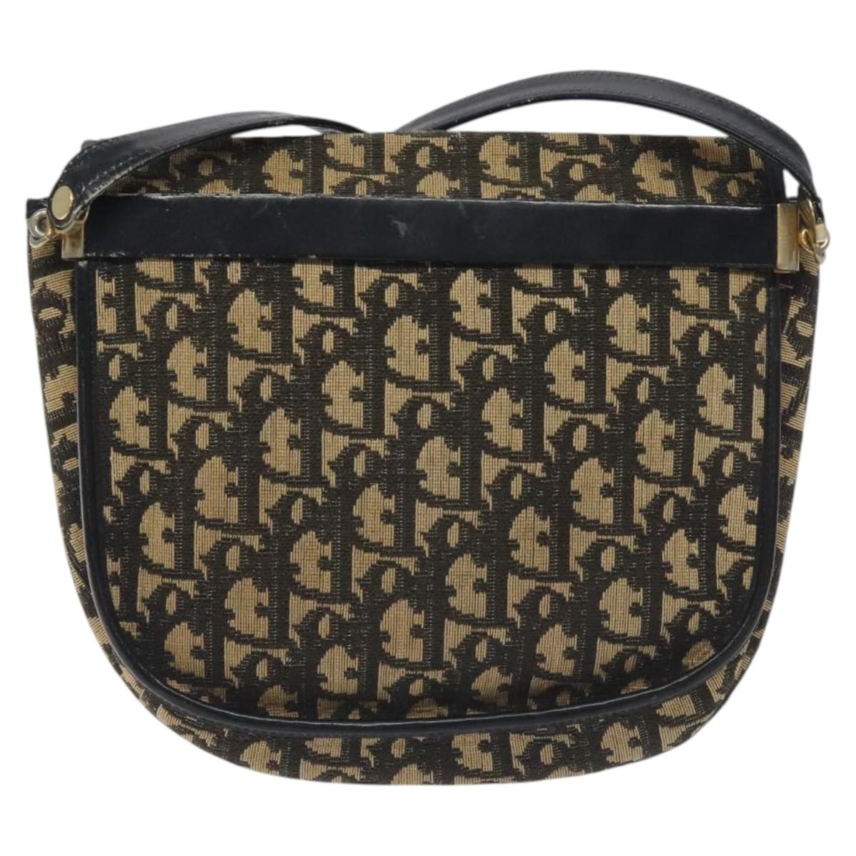 Christian Dior Vintage Flap Crossbody Bag Canvas, NAVY, CANVAS, Shoulder bag