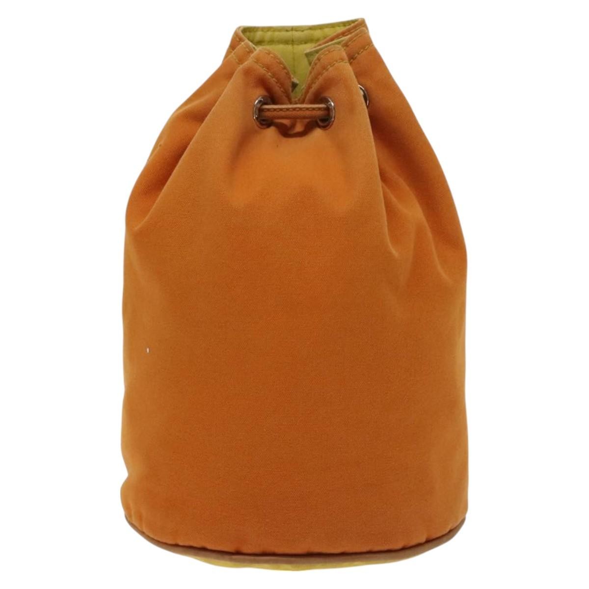 Hermes Polochon Mimile Drawstring Backpal Canvas, ORANGE, CANVAS, Backpack