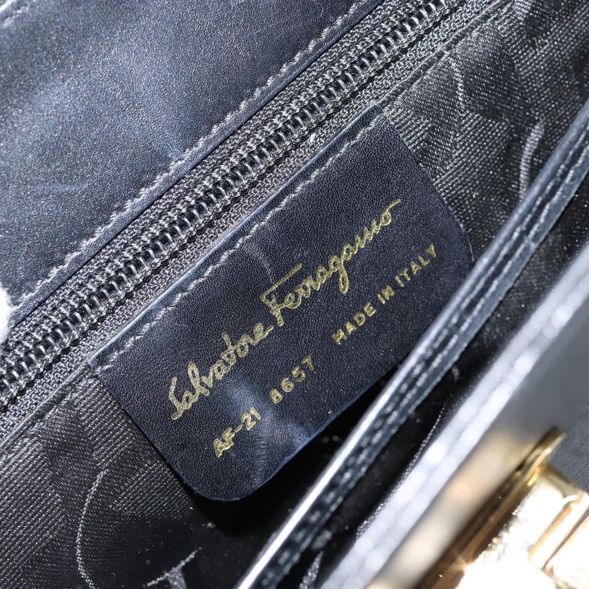 Salvatore Ferragamo Convertible Top Handle Bag Leather, BLACK, LEATHER, Handbag