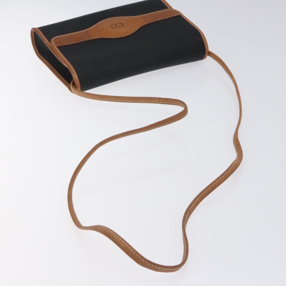 Christian Dior Vintage Flap Crossbody Bag Canvas, BLACK, CANVAS, Shoulder bag