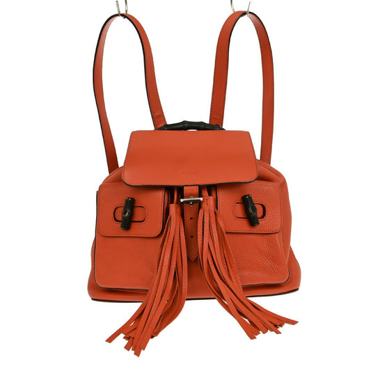 Gucci Bamboo Tassel Backpack Leather, ORANGE, LEATHER, Backpack