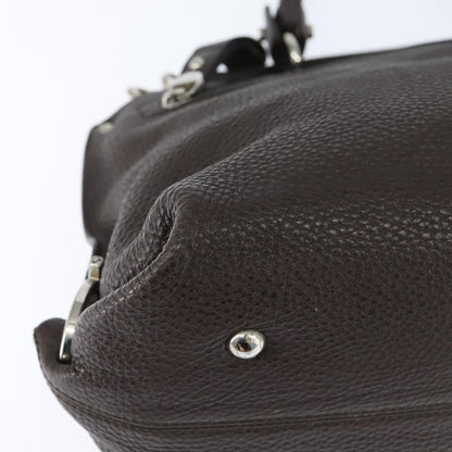 Salvatore Ferragamo Gancini handbag Leather, BROWN, LEATHER, Handbag