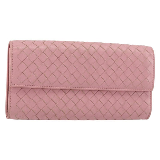 Bottega Veneta Intrecciato Long Zip  Wallet Leather, PINK, LEATHER, Wallets
