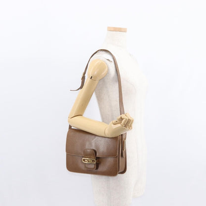Gucci Vintage Flap Shoulder Bag Leather, BROWN, LEATHER, Shoulder bag