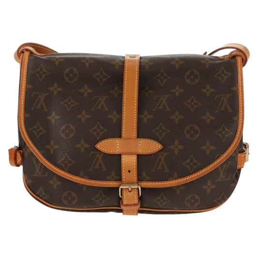 Louis Vuitton Saumur Handbag Monogram Canvas, Brown, Canvas, Shoulder Bag