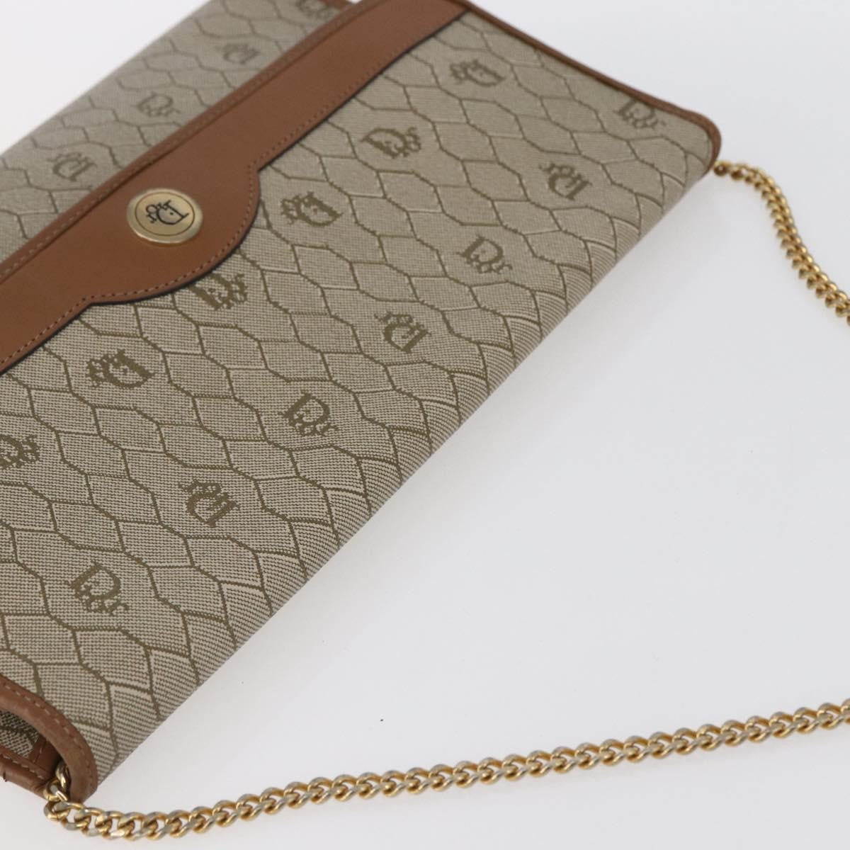 Christian Dior Vintage Honeycomb chain Canvas, BEIGE, CANVAS, Shoulder bag