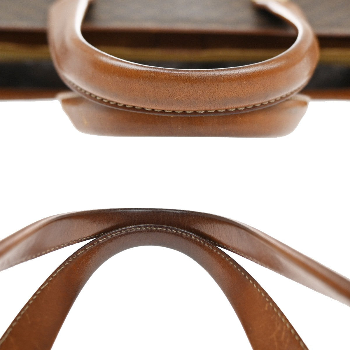 Celine Vintage Macadam Handbag Leather, BROWN, PVC, Handbag