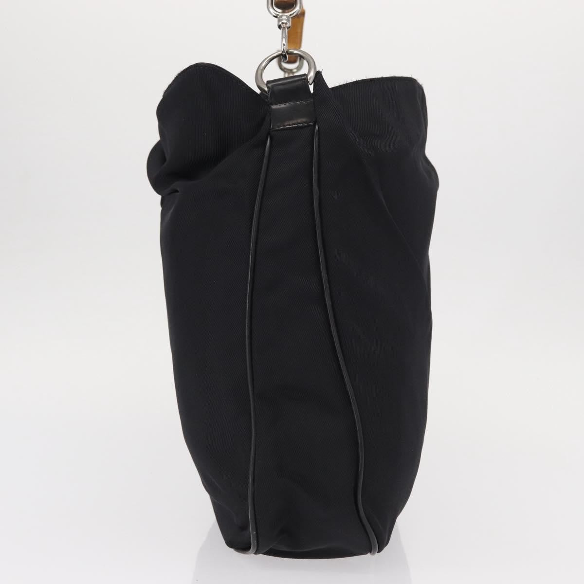 Gucci Vintage Bamboo Shoulder Bag Nylon, BLACK, CANVAS, Shoulder bag