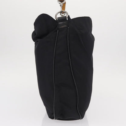 Gucci Vintage Bamboo Shoulder Bag Nylon, BLACK, CANVAS, Shoulder bag