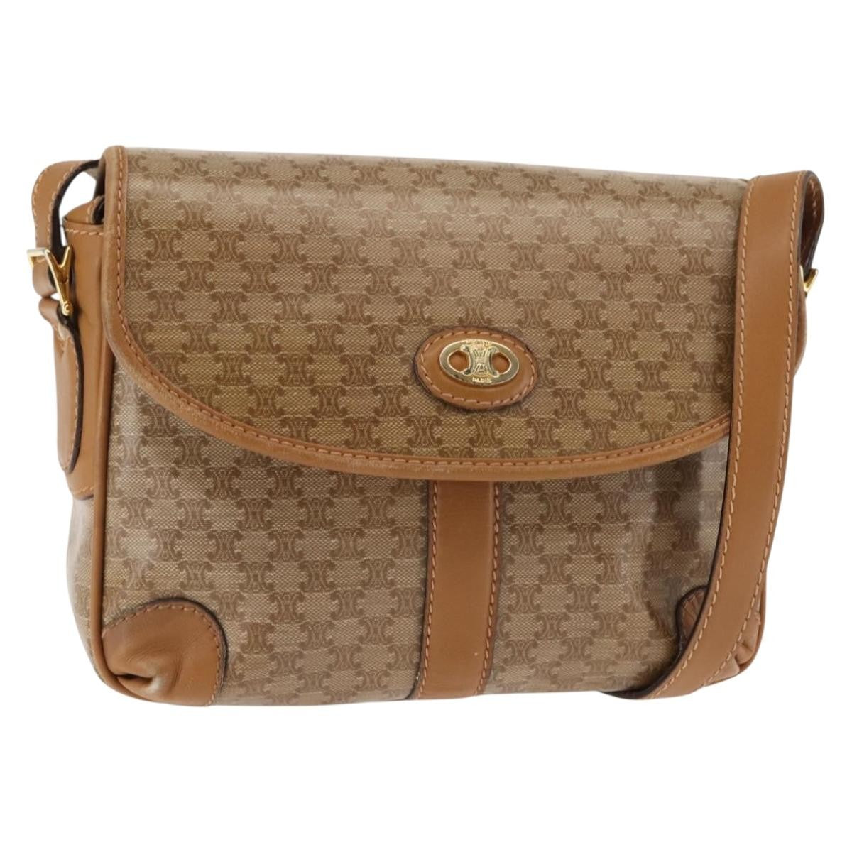 Celine Macadam Shoulder Bag PVC Leather, Beige, PVC + Canvas, Shoulder Bag