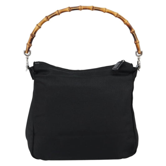 Gucci Vintage Bamboo Handle Bag Nylon, BLACK, NYLON, Handbag