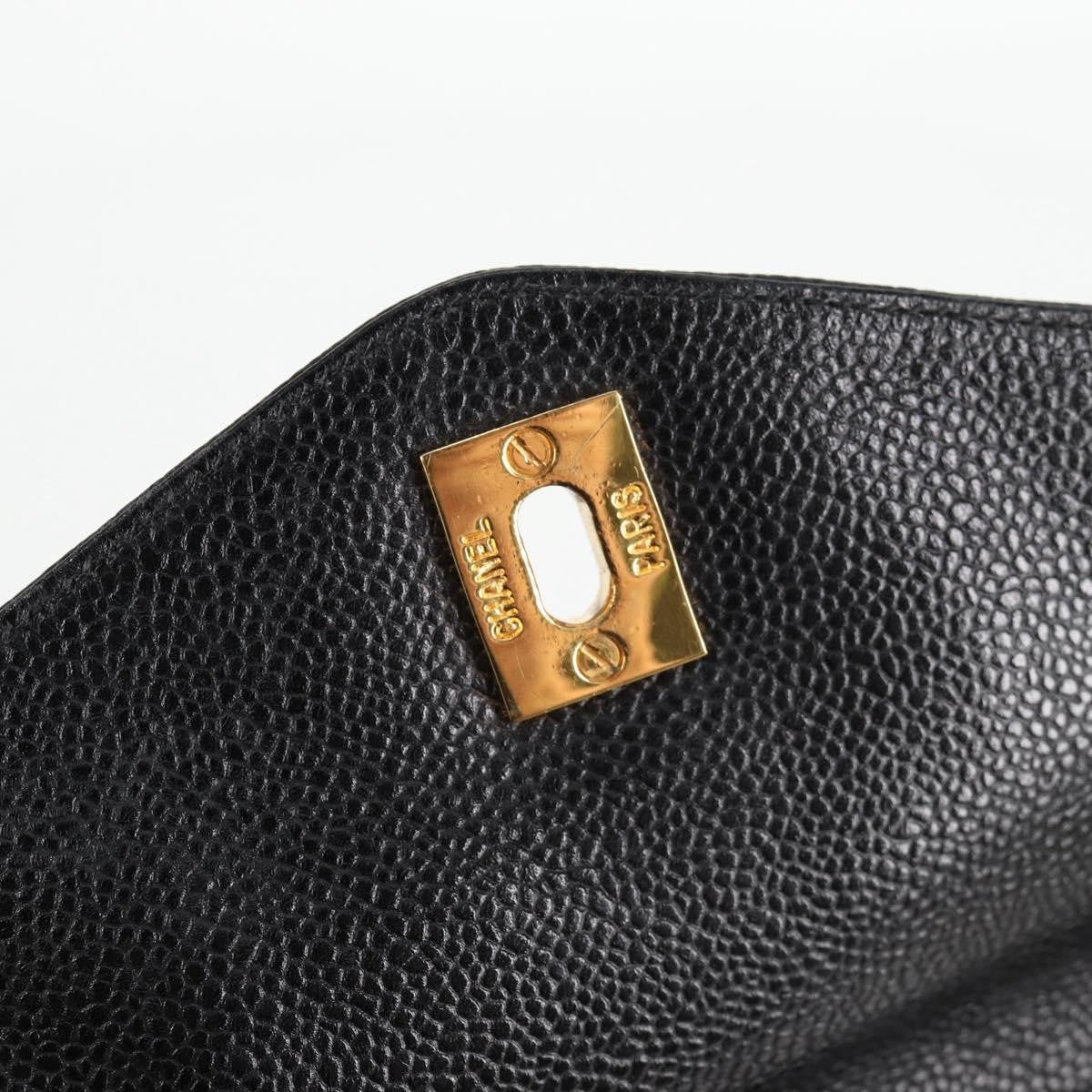 Chanel Vintage Front Pocket Camera Shoulder Bag Quilted Caviar, BLACK, LEATHER, Shoulder bag