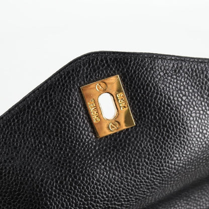 Chanel Vintage Front Pocket Camera Shoulder Bag Quilted Caviar, BLACK, LEATHER, Shoulder bag