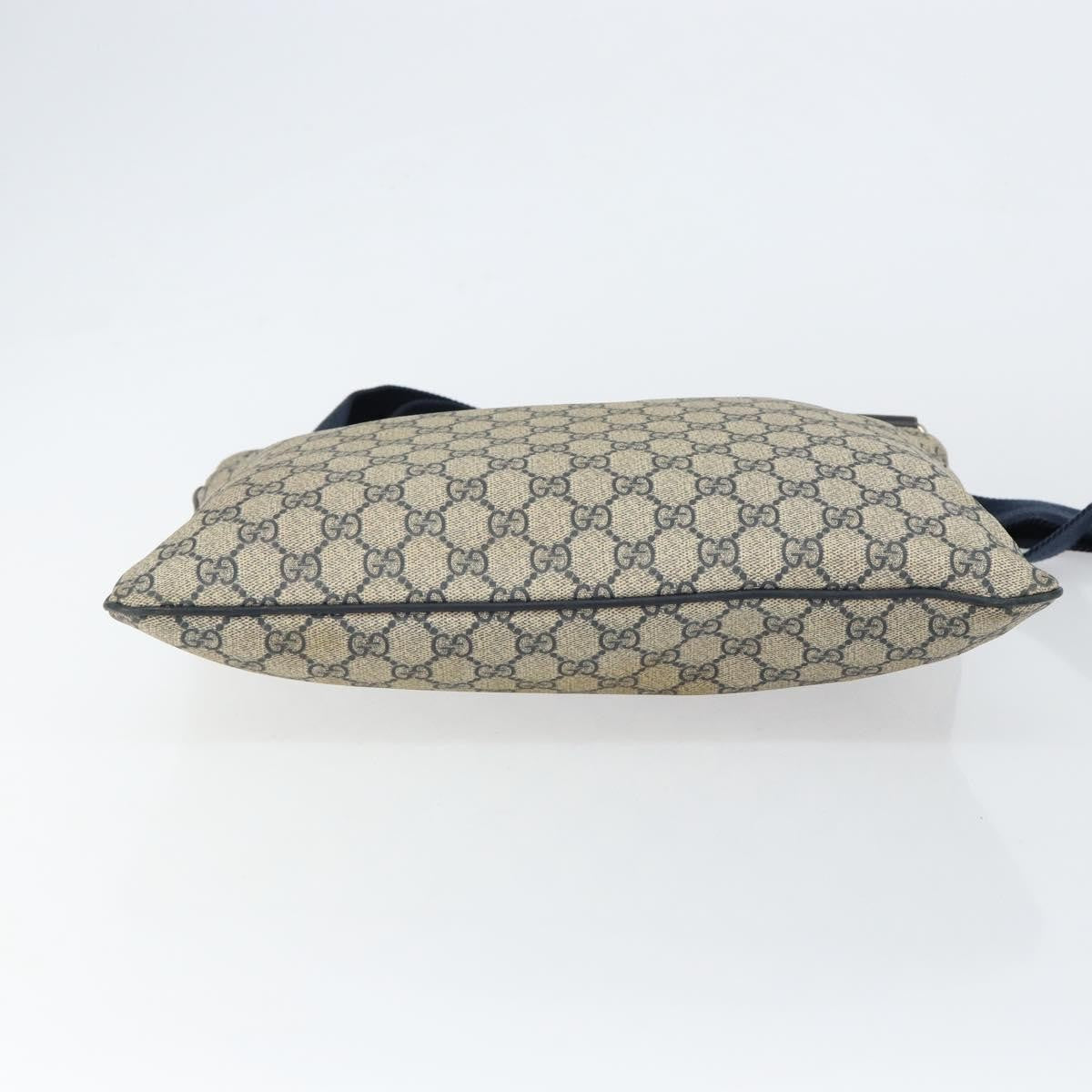 Gucci Zip Top Messenger Bag GG Coated Canvas, NAVY, PVC, Shoulder bag