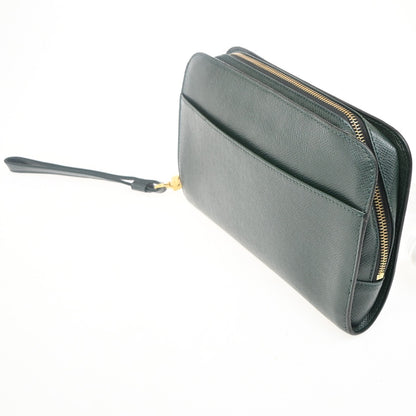 Louis Vuitton Pochette Baikal Clutch Taiga Leather, GREEN, LEATHER, Clutche & pouche