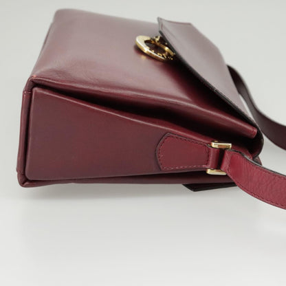 Celine Circle logo Leather, BURGUNDY, LEATHER, Shoulder bag