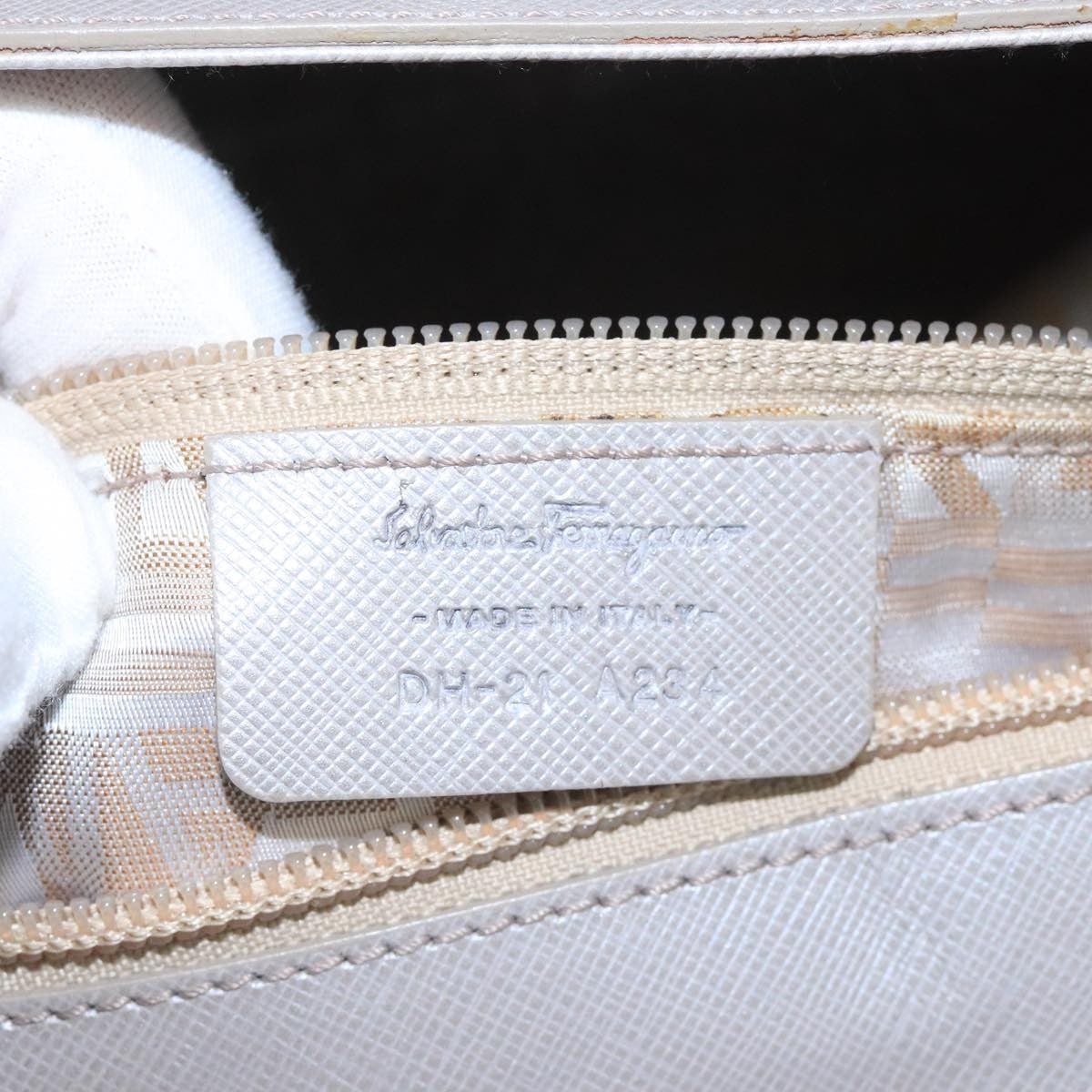 Salvatore Ferragamo Flap Satchel Saffiano Leather, SILVER, LEATHER, Handbag