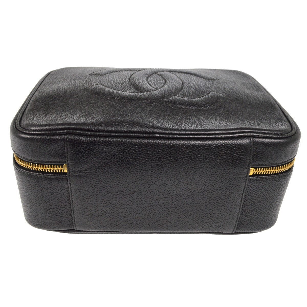 Chanel Vintage Timeless Zip Around Vanity Case Caviar, BLACK, LEATHER, Handbag