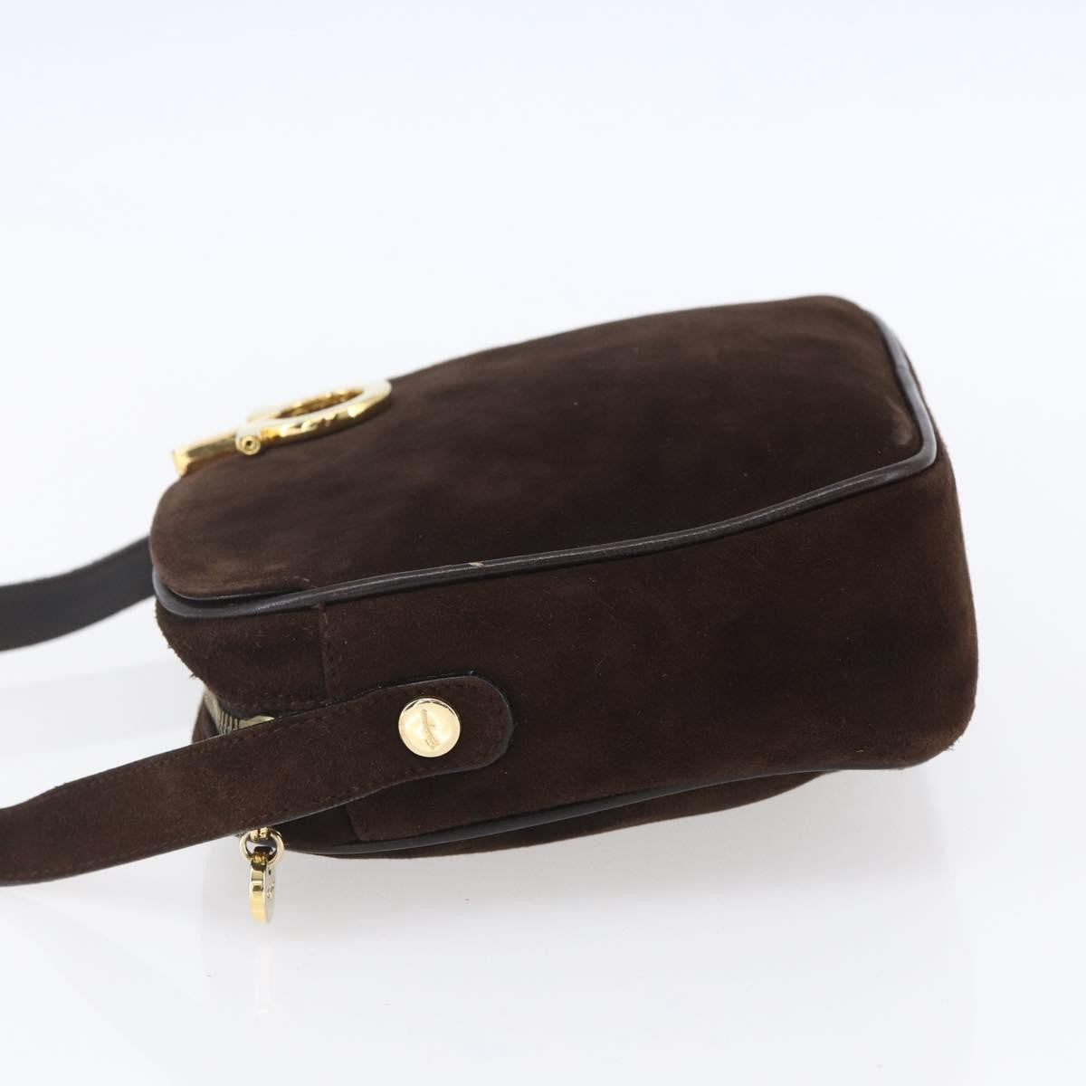 Salvatore Ferragamo Gancini Shoulder Bag Suede, BROWN, SUEDE, Shoulder bag