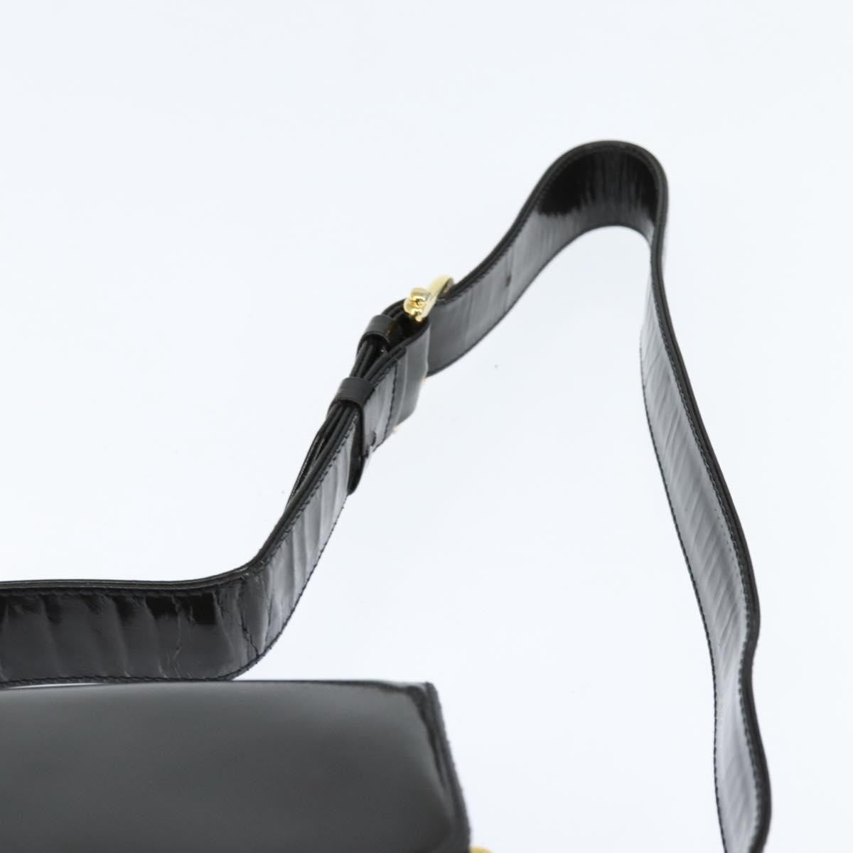 Celine Vintage Carriage Flap Clutch Leather, BLACK, PATENT_LEATHER, Shoulder bag