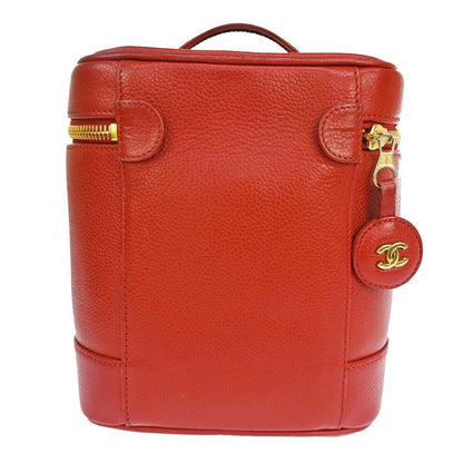 Chanel Vintage Timeless Cosmetic Case Caviar, RED, LEATHER, Handbag