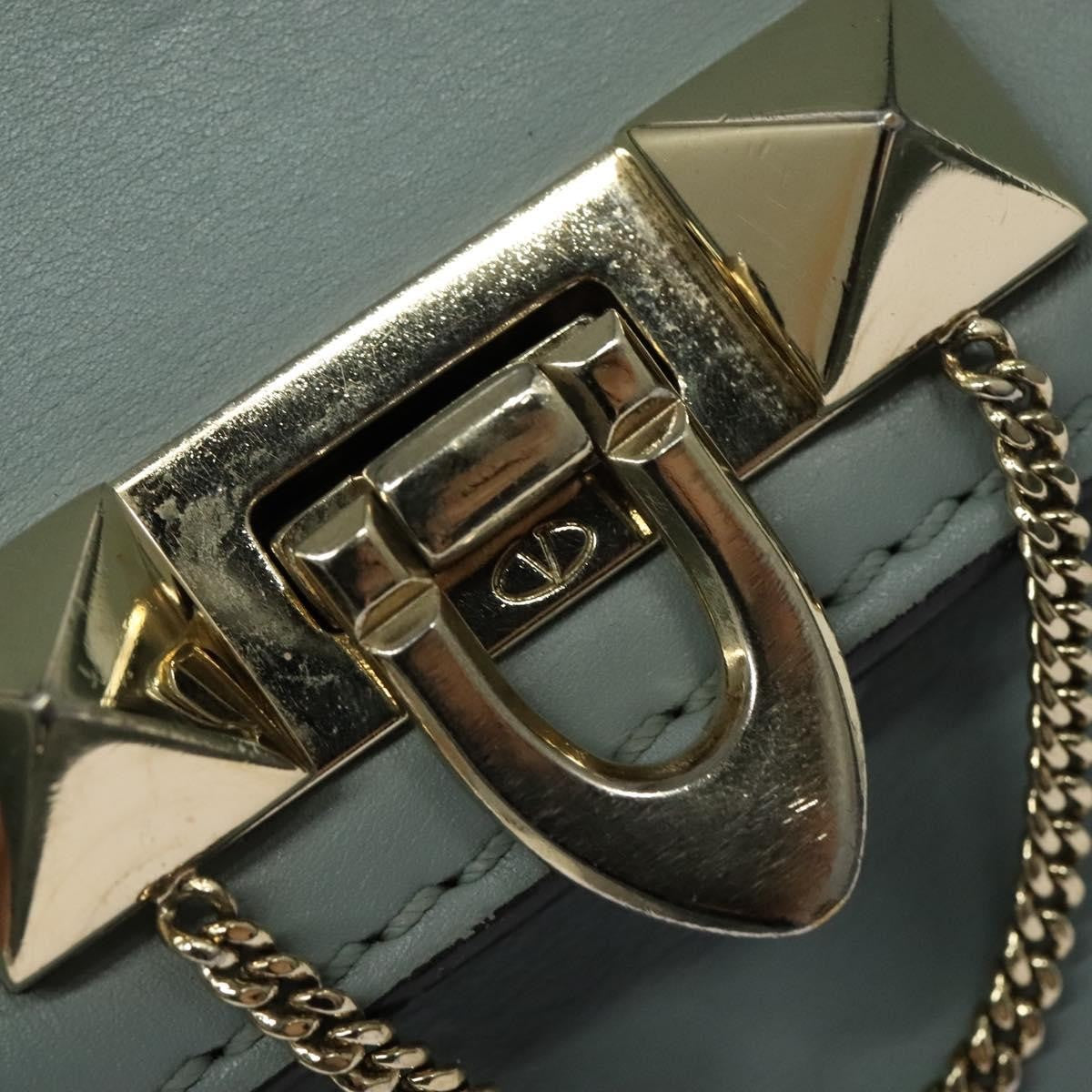 Valentino Garavani Demilune Flap Satchel Leather, BLUE, LEATHER, Handbag