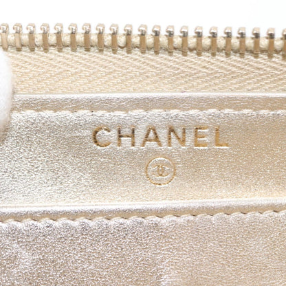 Chanel Zip Around Organizer Wallet Quilted Lambskin, GOLD, LEATHER, Wallets