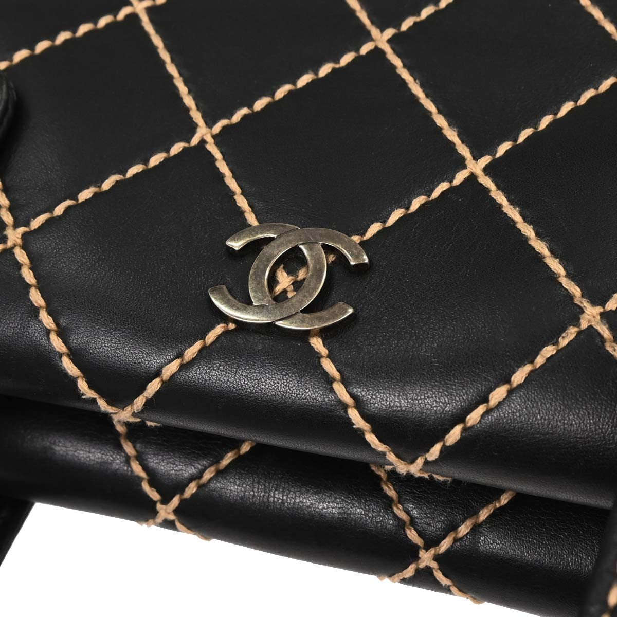 Chanel Surpique Compartment Tote Quilted Leather, BLACK, CALFSKIN, Handbag