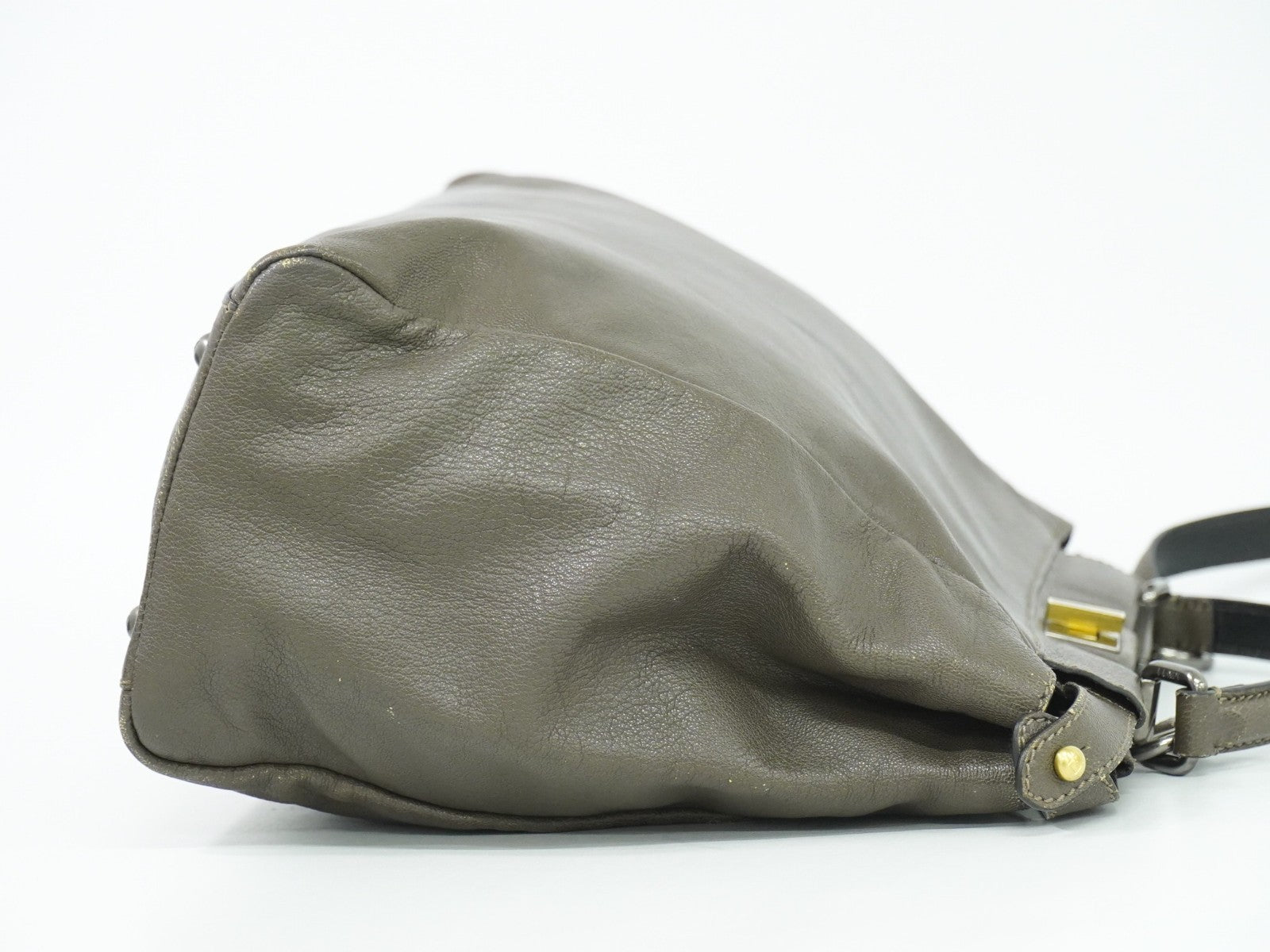 Fendi Peekaboo Bag Leather, GRAY, LEATHER, Handbag