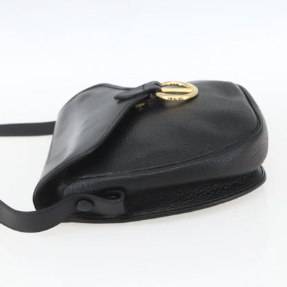Christian Dior Vintage CD Flap Shoulder Bag Leather, BLACK, LEATHER, Shoulder bag